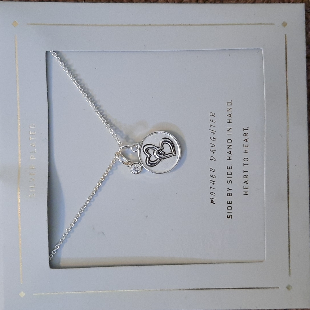 Mother Daughter silver plated necklace